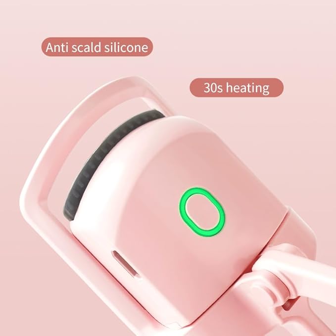 Electric Eyelash Curler, Mini Portable Design, Pink, 15s Quick Heat, 2-Temperature Control, Anti-Burn Protection, for Women