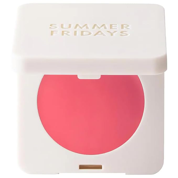 Summer Fridays Blush Butter Balm - Skincare-Infused Hydrating Cream Blush with Hyaluronic Acid, Ceramides, & Shea Butter for a Dewy Flush of Color - Cheek and Lip Tint - Pink Sunset (0.14 Oz)