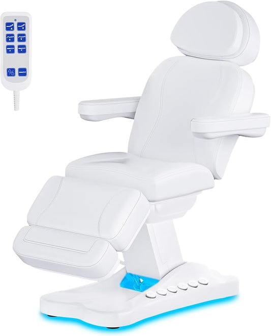 Fully Electric Beauty Tattoo Chair Facial Bed with 3 Motor for Esthetician Clients, Multi-Functional Adjustable Backrest and Legrest Electric Spa Chair with 200W Motor for Physical Therapy