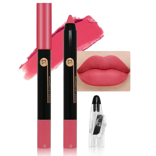 Peach Pink Crayon Matte Lipstick Lip Liner Pencil, Moisture Smooth Lipstick Pencil, With pencil sharpener Sharpenable Lip Pencil, Ultimate Lip Crayon for Women Smudgeproof Waterproof 13#