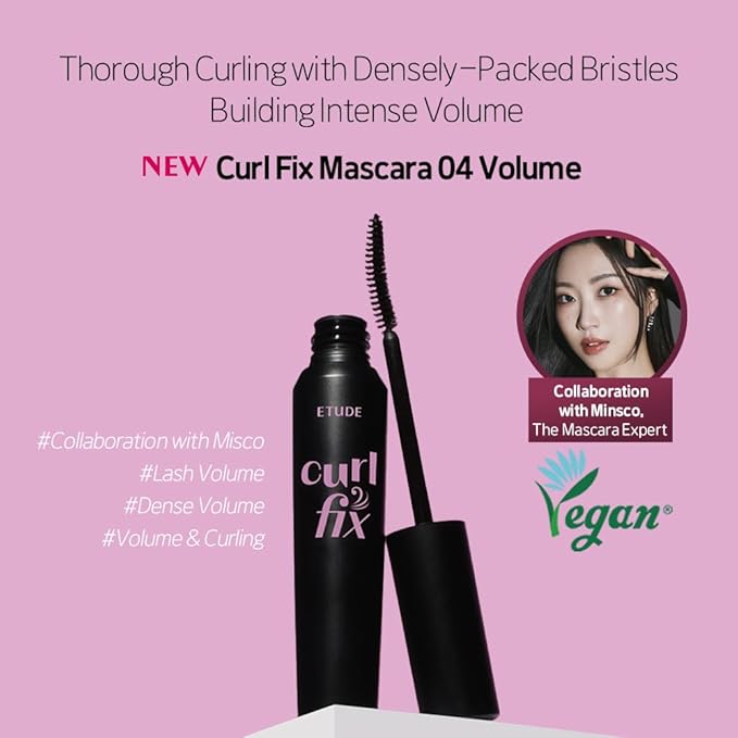 ETUDE Curl Fix Mascara Volume 1+1 Set, Lash Mascara, Strong Curl Up, Long-Lasting, Waterproof, Light-Weight, Korean Makeup, Beauty, Vegan Certified (0.54 Fl Oz)