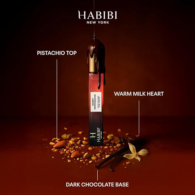 H HABIBI Sweet Confessions Extrait De Parfum 10ml (0.30 fl Oz) – Travel Size Arabian Perfume for Women & Men, Long Lasting Fragrance, Luxury Niche Perfume with Leather Case