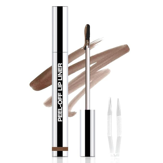 Matte Lip Stain Peel Off Lip liner with Tweezer, Light Taupe Peel Off Lip Stain, Long Lasting Waterproof Lipstick Lip Gloss Tattoo, Transfer-proof for All Skin Types, 0.12 fl oz 04#