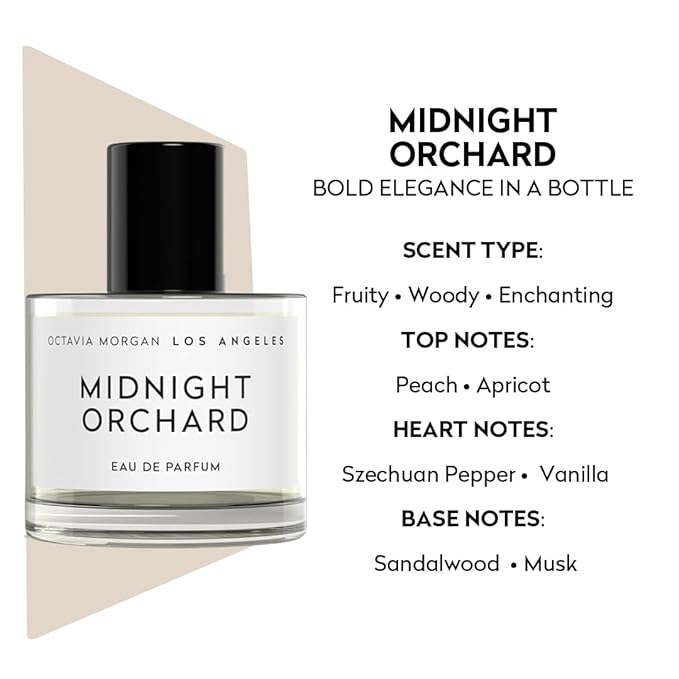 OCTAVIA MORGAN Midnight Orchard Eau De Parfum- Travel Perfume with Lush Peach, Golden Apricot & Smooth Sandalwood for a Fruity-Woody Signature- Graceful Fragrance Designed to Captivate All Day - 50ML