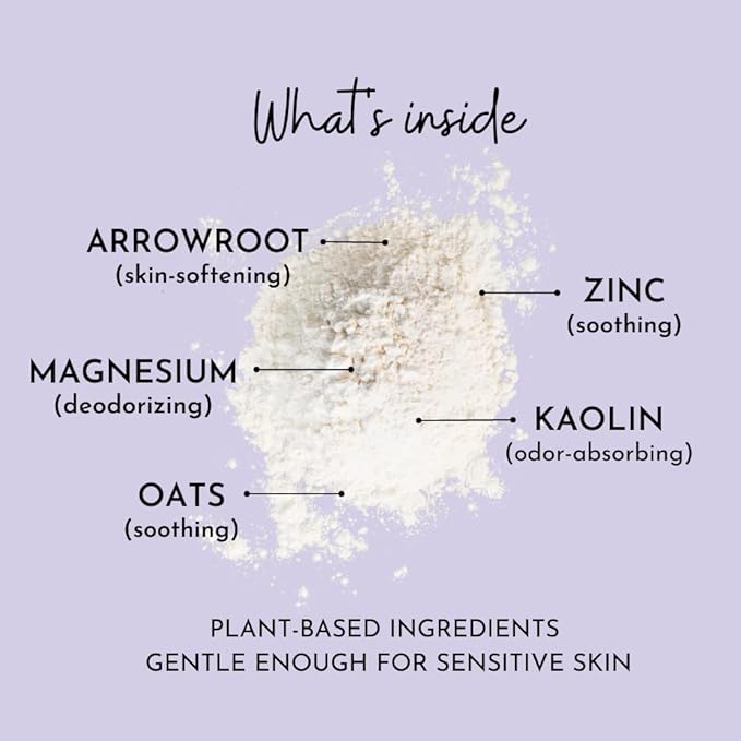 Jasmine Talc-Free Dusting Powder with Arrowroot & Oats - Soothing Body Powder for Women, Chafing, Deodorizing, Foot & Shoe Freshness