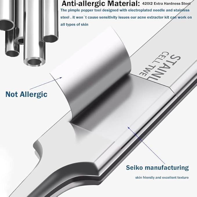 2Pcs Professional Facial Blackhead Remover Tweezers and Pimple Extractor Acne Treatment Tool for Acne Pimples Comedowns Blemishes or Splinters Removal