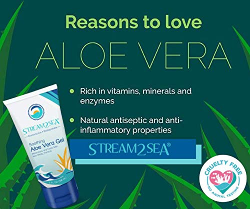 STREAM 2 SEA Soothing Aloe Vera Gel, Reef Safe Paraben Free All Natural Underwater Sting and Sunburn Relief, After Sun Care for Face and Body Easy to Absorb Hydration Moisturizing Formula, 6 Fl oz
