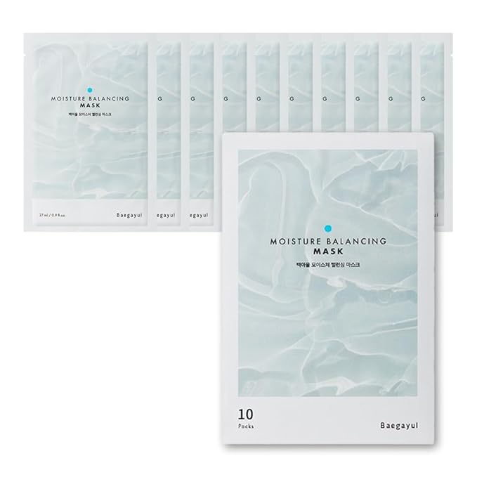 Moisture Balancing Sheet Mask 10EA - Hydrating & Soothing Facial Mask with Hyaluronic Acid, Glow Skin Watergel Texture, Korean Skincare for All Skin Types, Lightweight Non-Sticky Face Mask