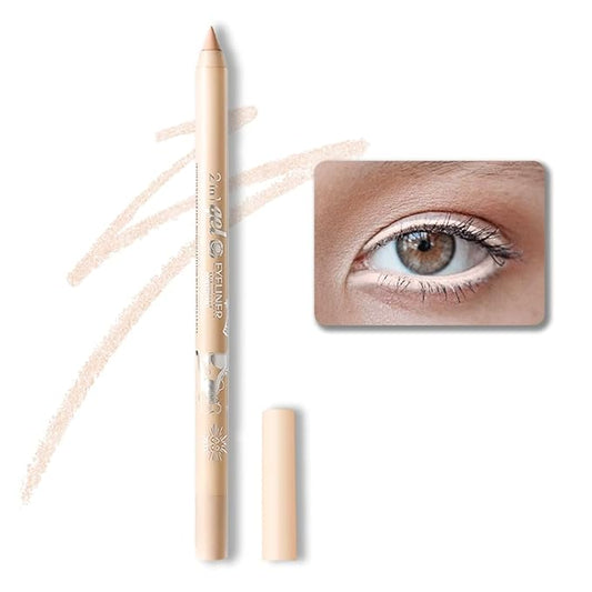 Kaely Beige White Eyeliner Pencil for Waterline, Sharpenable Multi-Use Peach Nude Gel Eyeliner, Eye Liner Waterproof Smudge proof, Smooth Eye Makeup Liners, delineador de ojos contra el agua, 03