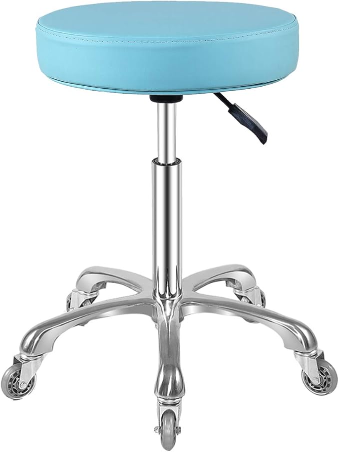 Rolling Stool with Wheels Heavy Duty Hydraulic for Shop Guitar Lab Tattoo Workbench Medical,Adjustable Swivel Stool Chair (Cyan)