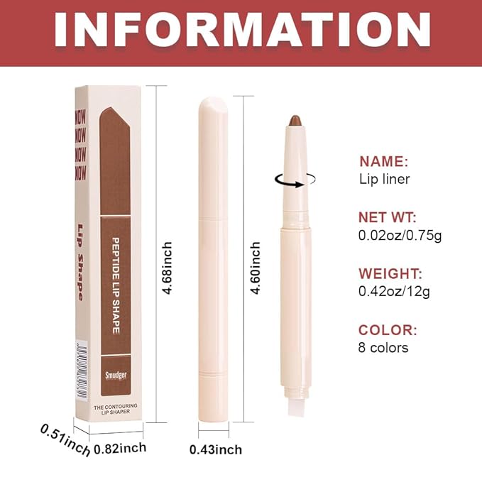 Plump Matte Crayon Lip Liner Pencil, Espresso Martini Lipstick Lip Liners for Women, 24 Hour Long-Lasting Lip Gloss Makeup, With Silicone Smudger for Define Contours & Sculpting Lip, 07