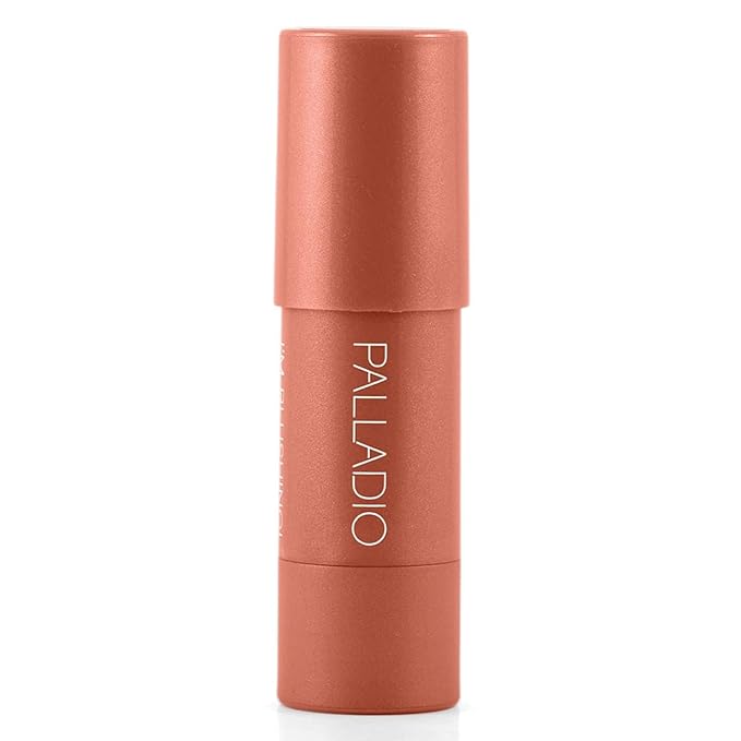 Palladio I'm Blushing 2-in-1 Cheek and Lip Tint, Buildable Lightweight Cream Blush, Sheer Multi Stick Hydrating formula, All day wear, Easy Application, Shimmery, Blends Perfectly onto Skin, Peach
