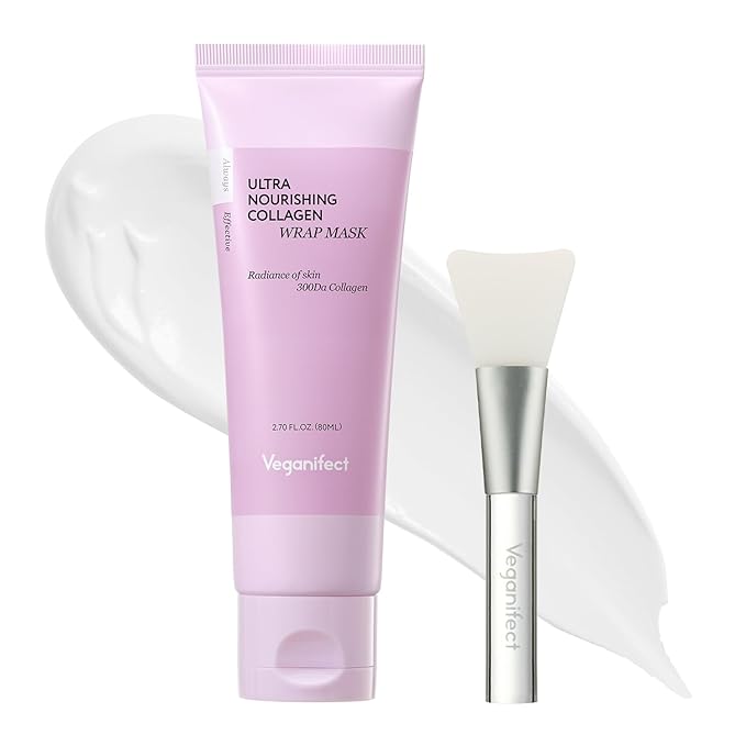 Collagen Overnight Wrapping Peel Off Facial Cream Mask with Jelly Brush, For Elasticity, Hydrating, Hydrolyzed Collagen & Peptide, Glass Skin, Korean Skincare, 2.73 Fl Oz