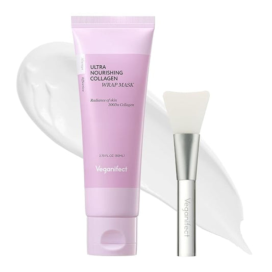 Collagen Overnight Wrapping Peel Off Facial Cream Mask with Jelly Brush, For Elasticity, Hydrating, Hydrolyzed Collagen & Peptide, Glass Skin, Korean Skincare, 2.73 Fl Oz