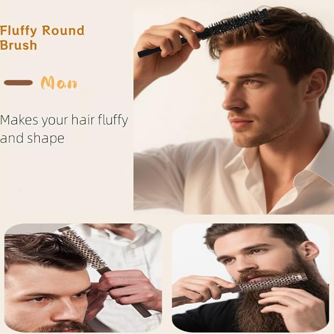 3 Pcs Small Round Brush Set for Blow Drying, 0.78/0.70/0.59 Inch Blowout Roller Hairbrush with Soft Nylon Bristles for Volume, Styling, Bangs, Roots, Curling, Short, Wavy, Thin Hair on Men & Women
