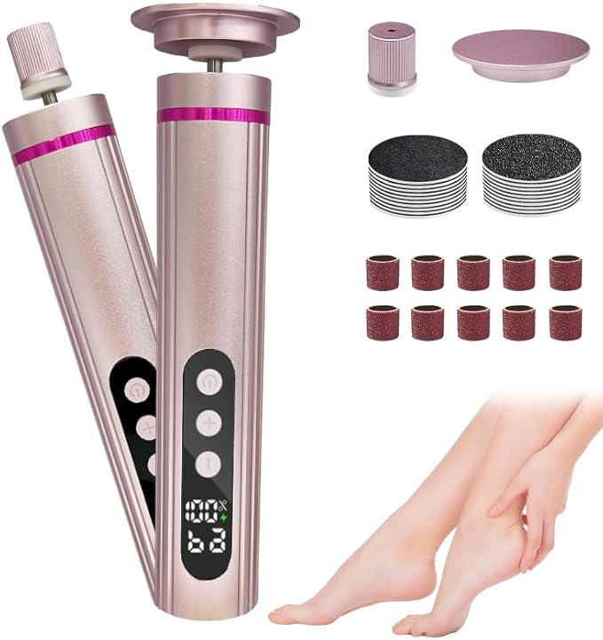 Ideal Swan 2 in 1 Electric Feet Callus Remover, 9 Adjustable Speed Foot File with Sandpaper Discs & Grinding Heads, Electric Foot Callus Remover Cutin Dead Skin calluses for Men Women(Pink)