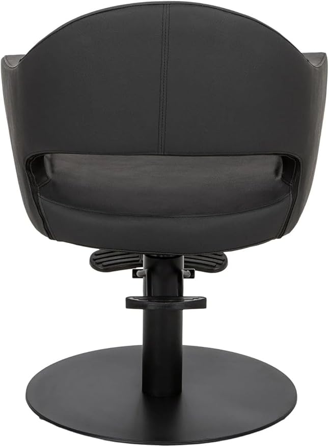 Buy-Rite Cleo Professional Salon Styling Chair & Barber Chair – All Black Vinyl w/Black Stitching, Easy-Clean Crevice-Free Seat, Flat Round Base, Heavy-Duty Build – YLG-376