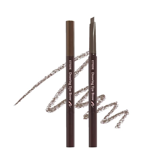 ETUDE Drawing Eye Brow, Eyebrow Pencil, Microblading, Long Lasting, Soft Textured Natural Daily Look, Korean Makeup, Beauty, Ash Brown (0.008 Ounce)