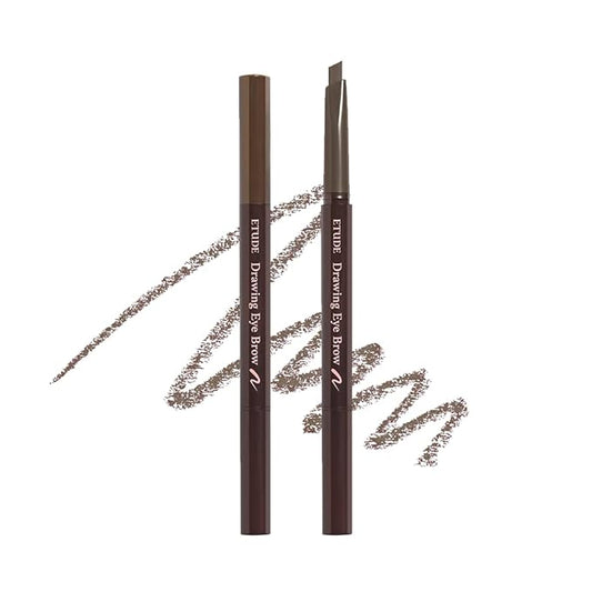 ETUDE Drawing Eye Brow, Eyebrow Pencil, Microblading, Long Lasting, Soft Textured Natural Daily Look, Korean Makeup, Beauty, Ash Brown (0.008 Ounce)