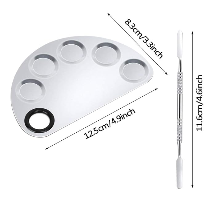 2 Pack Professional Makeup Palette, 2 Types Pro Lady Stainless Steel Cosmetic Artist Spatula with Spatula Tool for Mixing Foundation by ACKLLR, Silver
