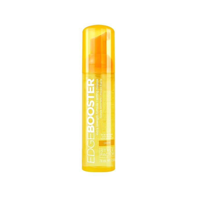 Style Factor EDGE BOOSTER Extra Strength Setting Mousse – Frizz Control, Extra Volume, and Conditioning – 2.5oz Citrine Mousse for Curly Hair