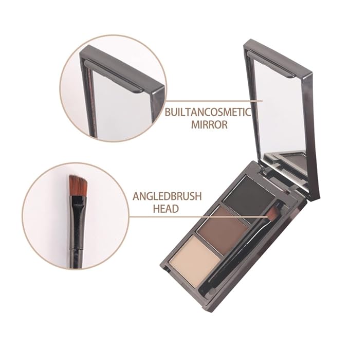 Eye Brow Powder for Women, Taupe Eyebrow Powder Kit with Brush, Long-Lasting 3 Colors Brow Palette, Filler for Full, Defined Natural Brows Shaping (03)