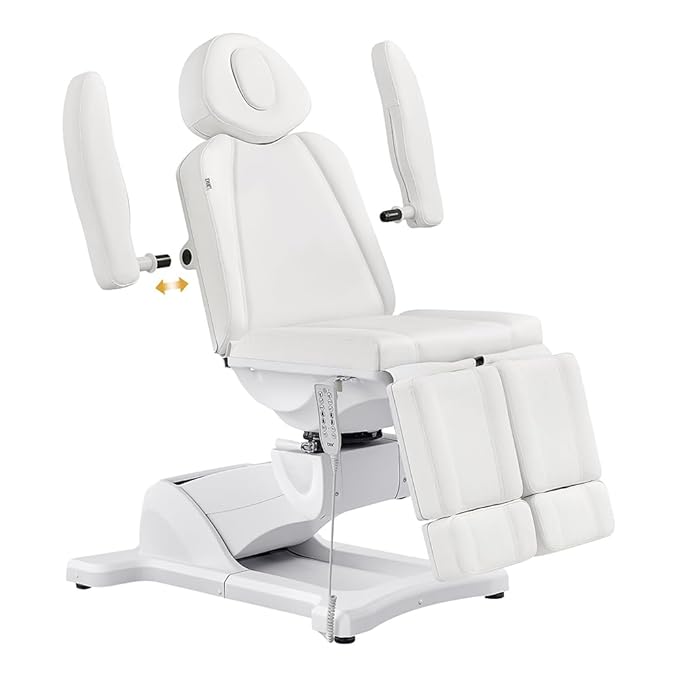 Dir Full Electrical Medical Aesthetic Chair, Podiatry, Dental, Facial Beauty Bed with Split Leg Libra, White