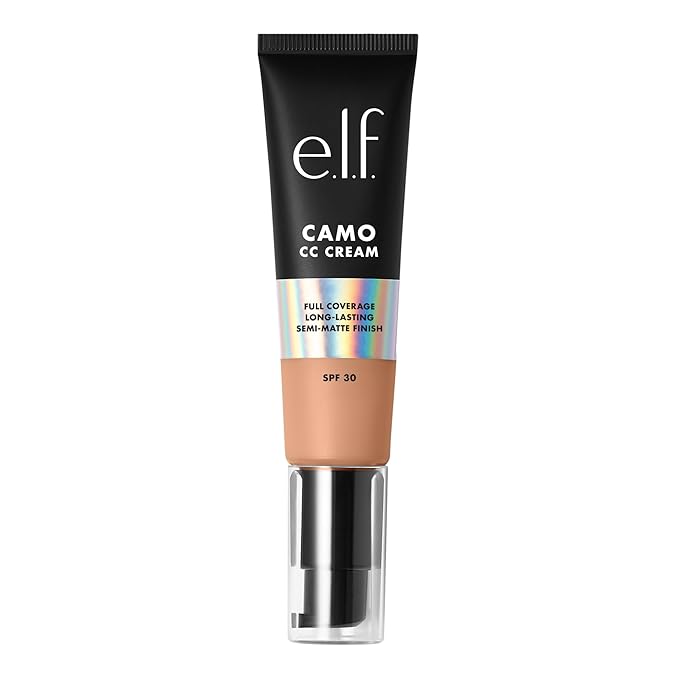 e.l.f. Camo CC Cream, SPF 30 Color-Correcting Medium-To-Full Coverage Face Foundation, Delivers An Airbrushed Finish, Vegan & Cruelty-Free, Light 250 W