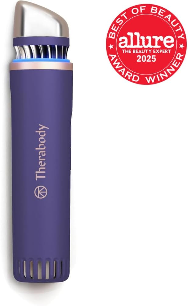 Therabody TheraFace Depuffing Wand – Cold and Heat Skincare Treatment to Depuff and Glow; Beauty Wand, Face Roller and Eye Massager for Eye Puffiness, Dark Circles and Skin Radiance (Indigo)