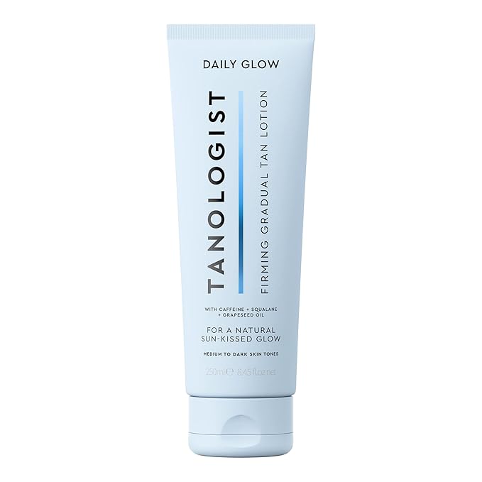 Tanologist Firming Daily Glow Body Lotion- Light/Medium, Gradual Tanning Lotion, No Fake Tan Smell, Streak-Free & Natural Looking Self Tanner, Toning, Vegan, 8.45 fl. oz/250 ml Tube