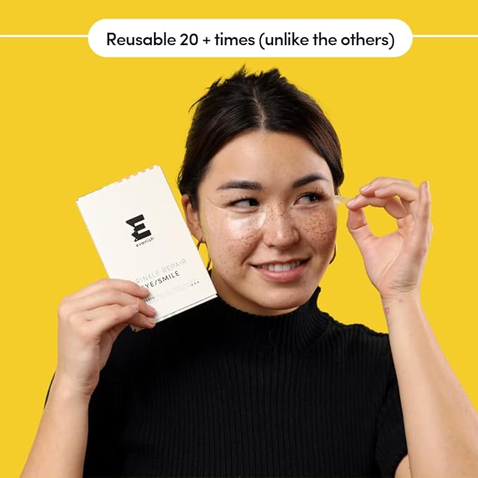 Wrinkle Repair Eyes and Smile - Hydrating Under Eye Patches for Puffy Eyes and Fine Lines - Reusable Silicone Gel Masks - Anti-Wrinkle Treatment, USA Made (2 Count)