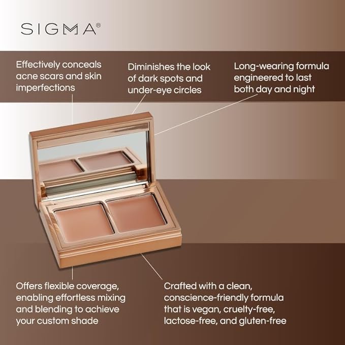Sigma Beauty Spectrum Color-Correcting Duo – Color Correcting Cream for Concealing and Priming Skin, 2in1 Makeup Set with Buildable, Customizable Shades for all Skin Types (Medium to Dark)