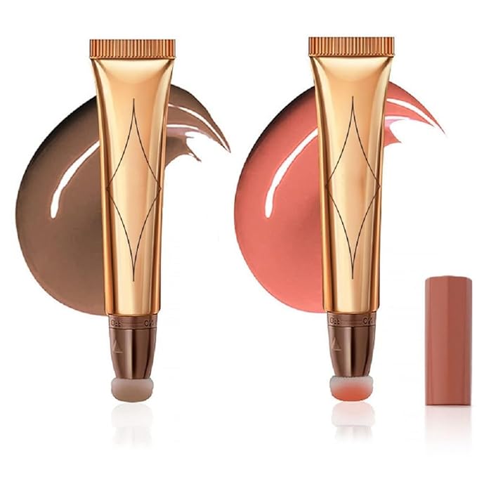 2 Color Contour Beauty Wand, Highlighter ，Face Concealer Contour&02#Peach Pink)