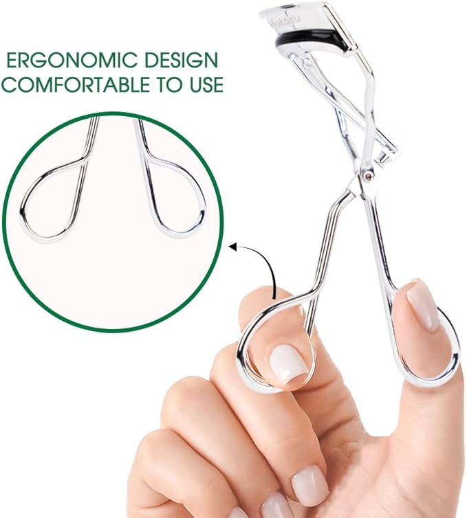 Stainless Steel Eyelash Curlers, Professional Lash Curler for Long-Lasting Lift | Gentle Eye Lash Curler for Hooded Eyes | Stainless Steel Ergonomic Design for Natural Curl (Silver)