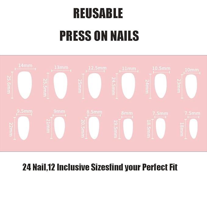 Nude Rhinestone Rhinestone Press On Nails Medium Almond False Nails 24Pcs Glue On Nails Artificial Acrylic Full Cover Glossy Stick On Nails