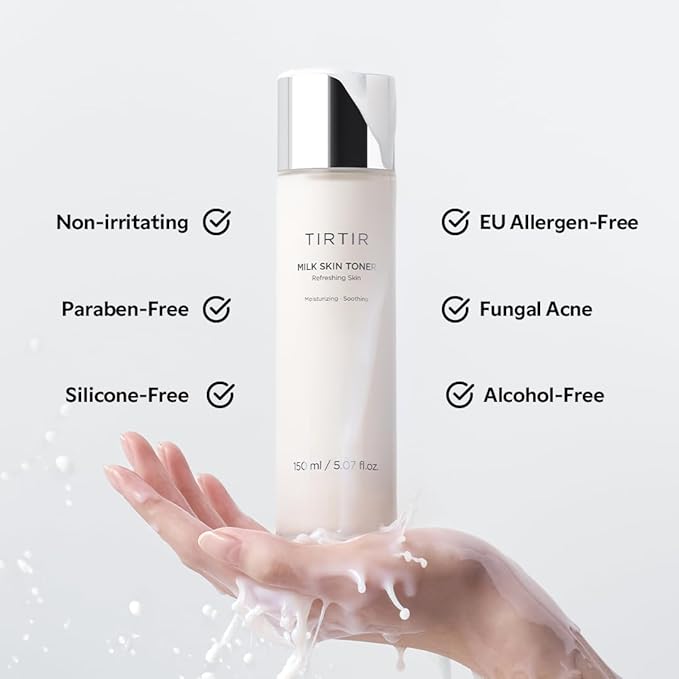 TIRTIR Milk Skin Rice Toner - Deep Moisturizing, Hydrating and Refreshing for face, Niacinamide, Ceramide, Rice Bran Extract, Nature-Oriented Ingredients, Korean Skin Care, Vegan, 150ml / 5.07 fl.oz.