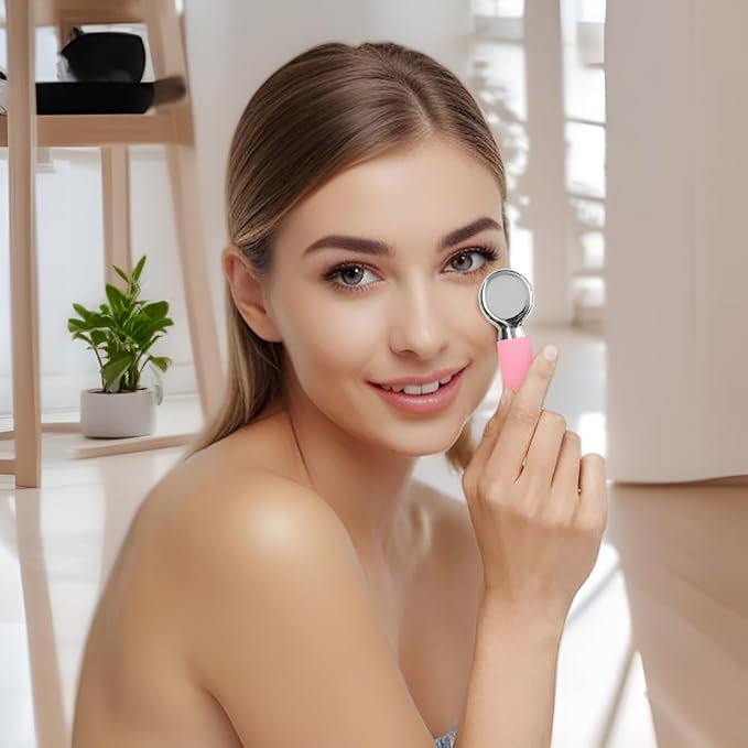 Ice Globes for Face & Eyes, Stainless Steel Facial Cryo Stick with Silicone Grip, Dual - Head for Face & Eyes, Reduces Puffiness & Wrinkles