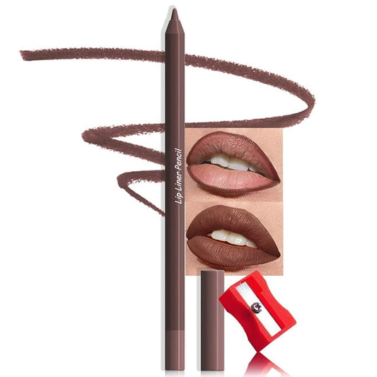evpct 1Pcs Coconut Brown Matte Long Lasting Lip Liner Pencils Makeup for Shaping & Sculpting Lips, No Transfer Long Wear Waterproof Pigmented Lip Liner lipliners Crayon Lipstick Pencil Sharpener 06