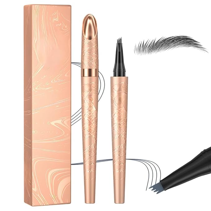 Microblading Eyebrow Pencil, 2025 New Waterproof Eyebrow Pencil, Premium Microblading Eyebrow Pen with 4 Tip, Long-Lasting Natural Magic Eyebrow Makeup Fine Stroke Eye Brow Pen for Women (Gray)