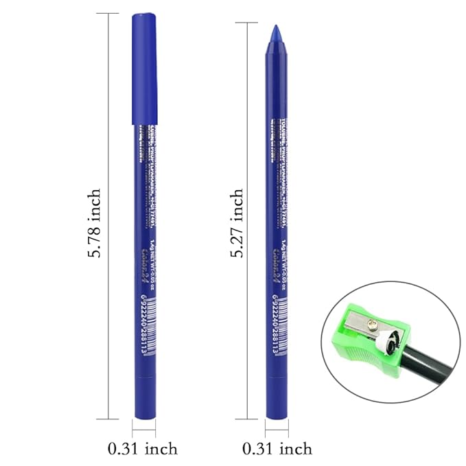 evpct Blue Eyeliner Pencils for Eyes, Navy Lake Ruby Blue Colored Eye Liner Pencil Pen Makeup Waterproof Smudge Proof, Colored Gel Waterline Eyeliner Liquid, Face Eye Paint Stick Halloween Makeup 24