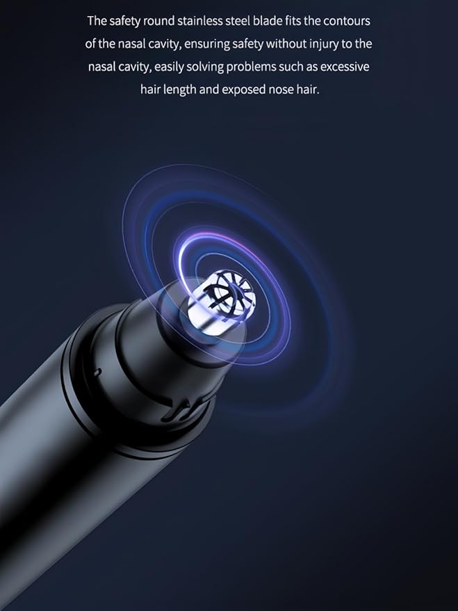 Ear and Nose Hair Trimmer for Men Women with Detachable Head, Professional Painless USB Rechargeable Nose Hair Trimmer, Powerful Motor and Washable Blades, Lightweight Black (Black Single-Piece)