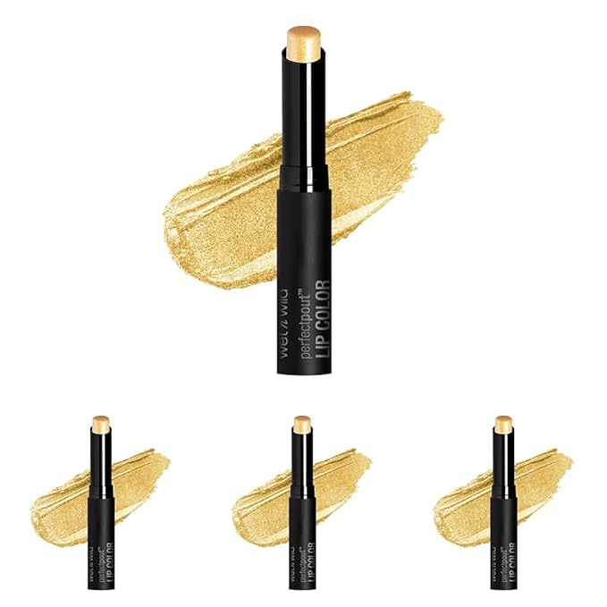 wet n wild Perfect Pout Lipstick, Gold Shimmer First Place Winner | Vegan | Gluten-Free | Cruelty-Free | Lip Color (Pack of 4)