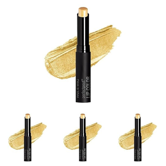 wet n wild Perfect Pout Lipstick, Gold Shimmer First Place Winner | Vegan | Gluten-Free | Cruelty-Free | Lip Color (Pack of 4)