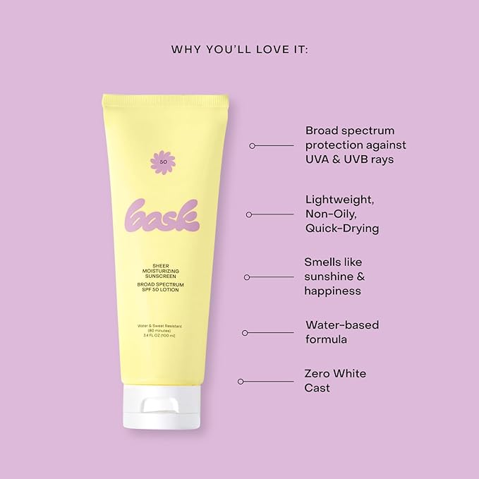 Bask Sunscreen Carry-on Kit: Travel Size Gift Set Bundle with Beach and Travel Pouch | SPF 30 & 50 Sheer Moisturizing Lotion, Daily Invisible Gel SPF 40 Face Sunscreen, & Convenient Travel Pouch