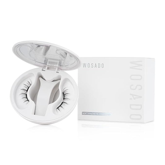 WOSADO Magnetic Eyelashes with Applicator Kit, No.14+ FROST BLACK PLUS, Reusable Magnetic Lashes without Eyeliner, Glue-free False Lashes, Waterproof, Lightweight, Suit for Natural Makeup