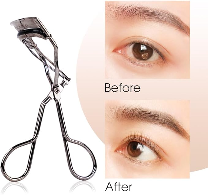 Stainless Steel Eyelash Curlers, Professional Lash Curler for Long-Lasting Lift | Gentle Eye Lash Curler for Hooded Eyes | Stainless Steel Ergonomic Design for Natural Curl (Black)