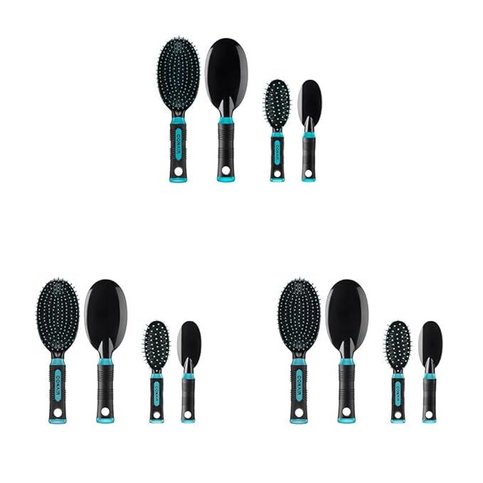 Conair Salon Results Hairbrush, 1 Travel Hairbrush and 1 Full Sized Brush, Hairbrushes for All Hair Types (Pack of 3)