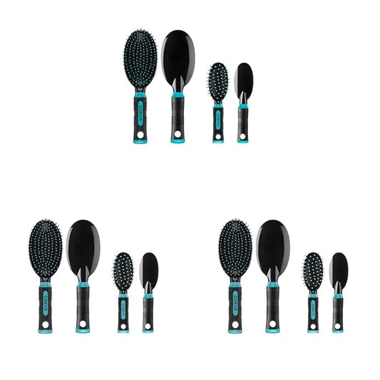 Conair Salon Results Hairbrush, 1 Travel Hairbrush and 1 Full Sized Brush, Hairbrushes for All Hair Types (Pack of 3)