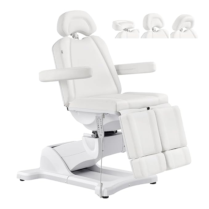 Dir Full Electrical Medical Aesthetic Chair, Podiatry, Dental, Facial Beauty Bed with Split Leg Libra, White