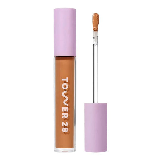 Tower 28 Beauty Swipe Serum Concealer - Hydrating Buildable Medium-Coverage Concealer with Skincare Benefits for Sensitive Skin - Shade 14 PV, Deep Tan with Golden Undertones, 0.22 Fl Oz
